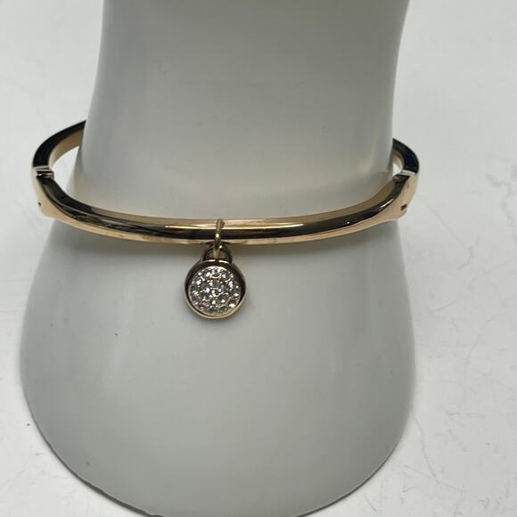 bracelet costume jewelry rose gold tone small dangle rhinestone delicate dainty - Picture 1 of 15